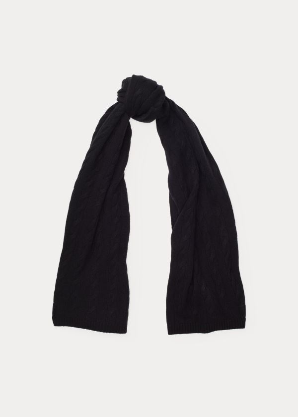 Ralph Lauren Cable Cashmere Scarf Černé | mtnibCY7
