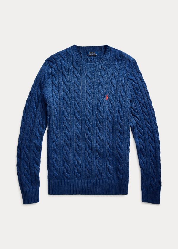 Ralph Lauren Cable-Knit Bavlněné Svetrové Tmavě Blankyt | 0GGQzfIb