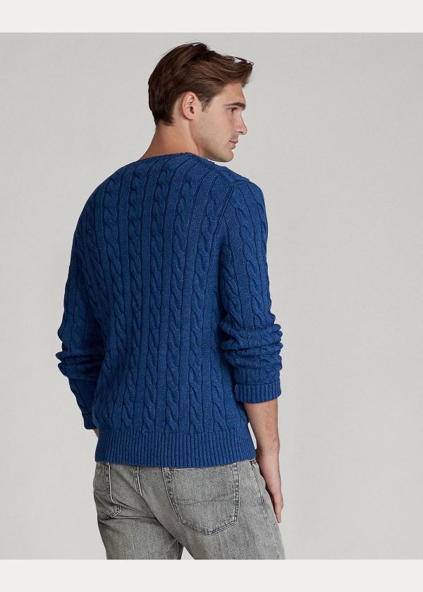Ralph Lauren Cable-Knit Bavlněné Svetrové Tmavě Blankyt | 0GGQzfIb