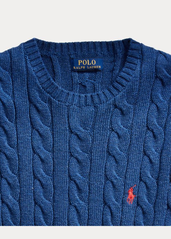 Ralph Lauren Cable-Knit Bavlněné Svetrové Tmavě Blankyt | 0GGQzfIb