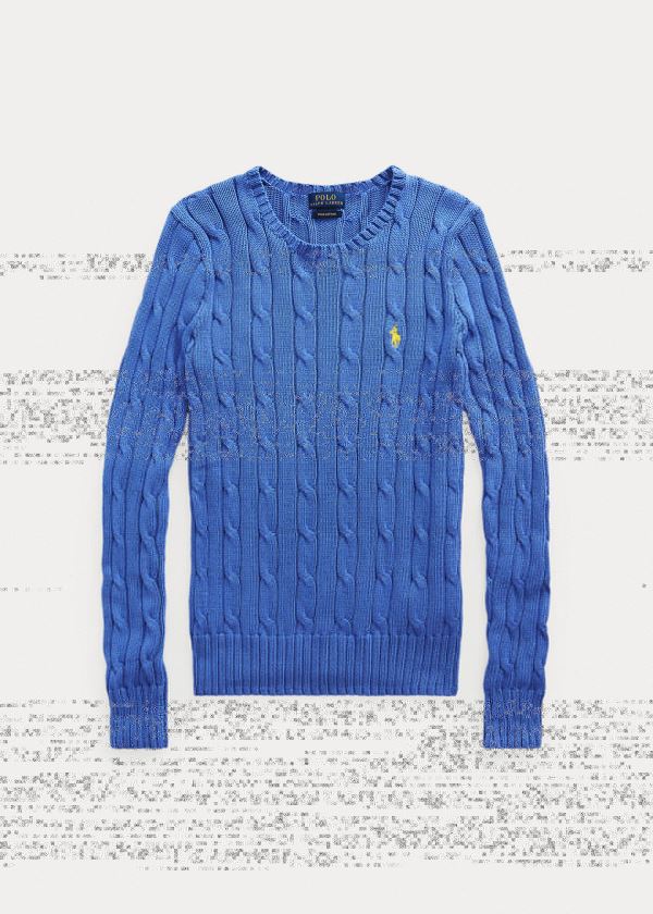 Ralph Lauren Cable-Knit Bavlněné Svetrové Blankyt | 4FQGhsLF