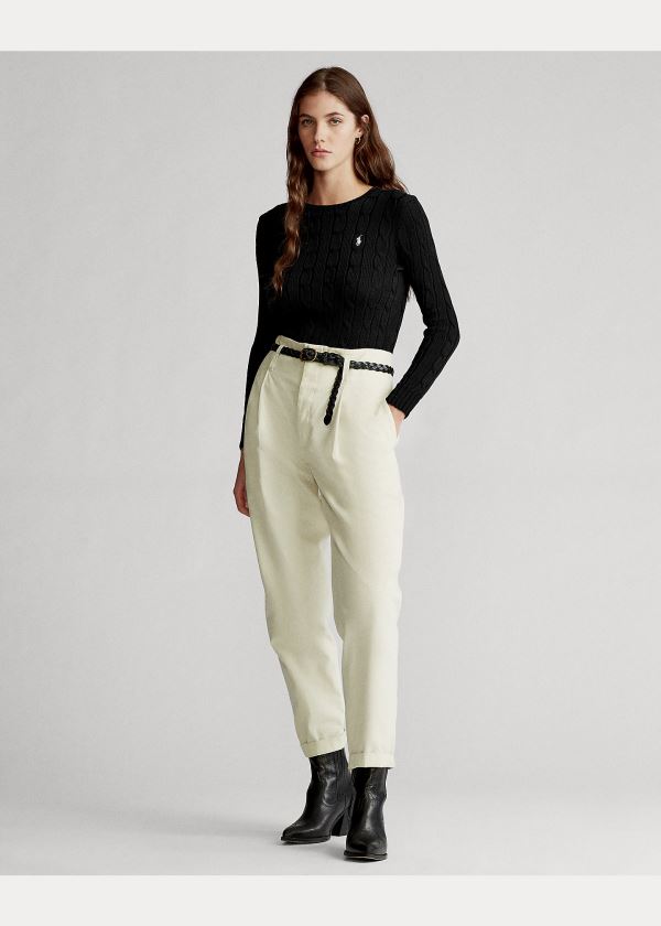 Ralph Lauren Cable-Knit Bavlněné Svetrové Černé Bílé | 56zaAfYd