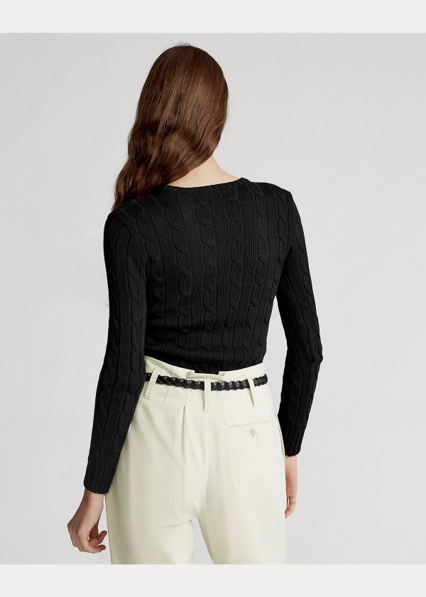 Ralph Lauren Cable-Knit Bavlněné Svetrové Černé Bílé | 56zaAfYd