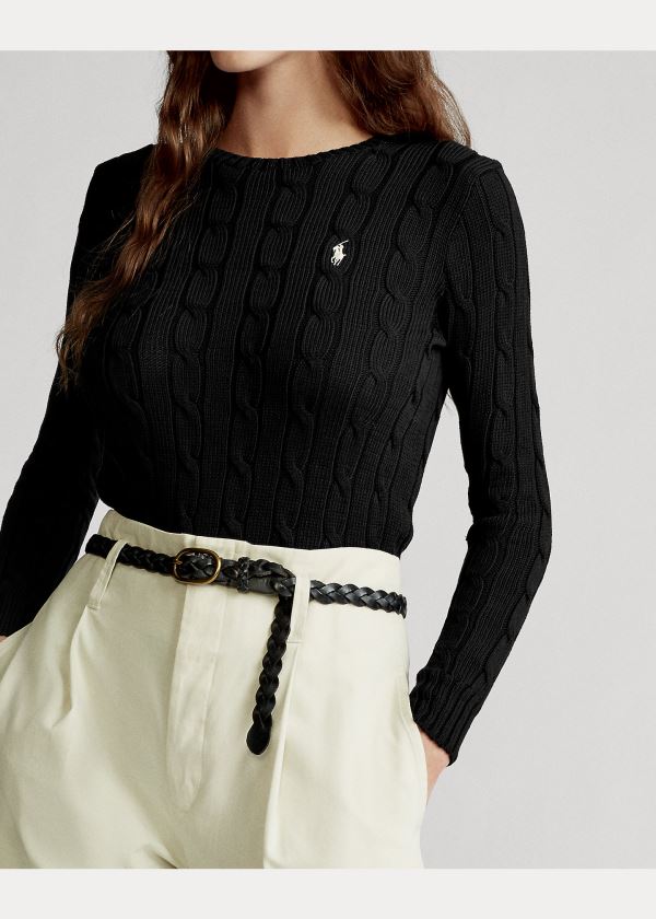 Ralph Lauren Cable-Knit Bavlněné Svetrové Černé Bílé | 56zaAfYd