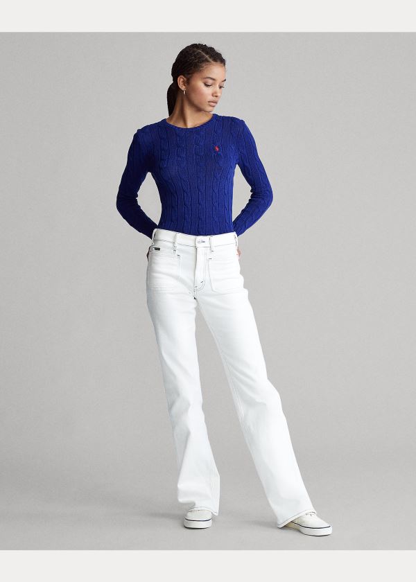 Ralph Lauren Cable-Knit Bavlněné Svetrové Královská Modrá Blankyt | Qm8fvrKt