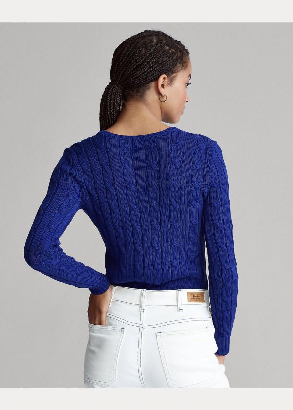 Ralph Lauren Cable-Knit Bavlněné Svetrové Královská Modrá Blankyt | Qm8fvrKt