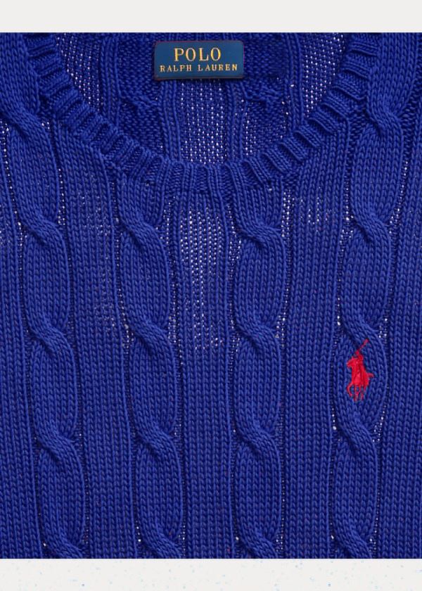 Ralph Lauren Cable-Knit Bavlněné Svetrové Královská Modrá Blankyt | Qm8fvrKt