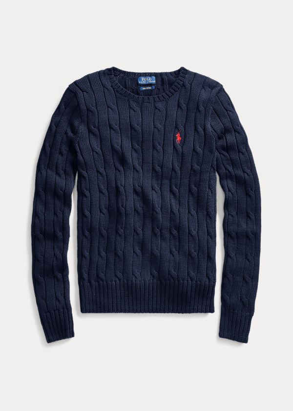 Ralph Lauren Cable-Knit Bavlněné Svetrové Tmavě Blankyt | W0ONaooI