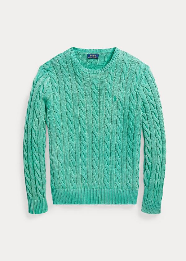 Ralph Lauren Cable-Knit Bavlněné Svetrové Zelene | b34ow1bn