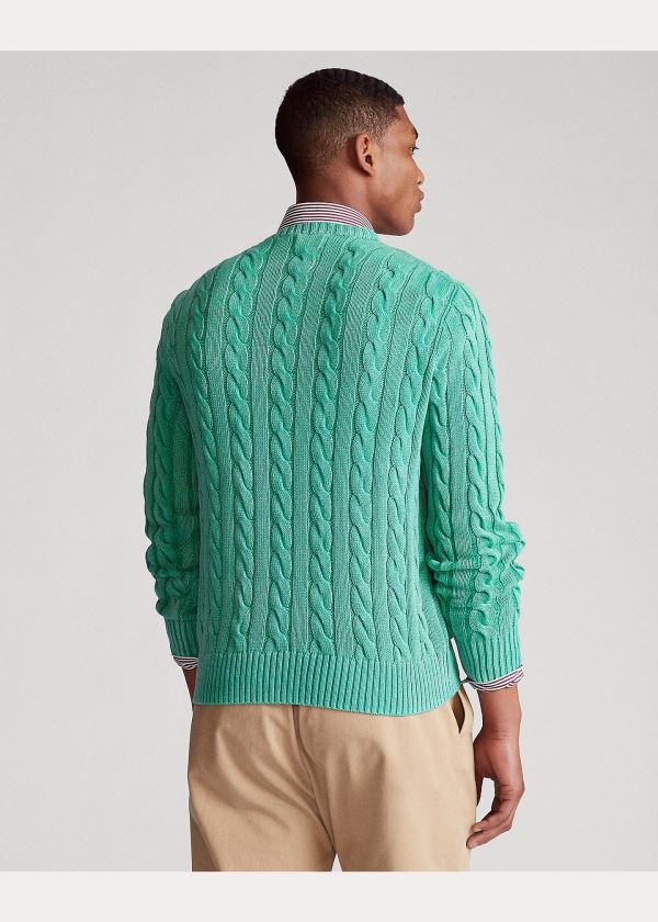 Ralph Lauren Cable-Knit Bavlněné Svetrové Zelene | b34ow1bn