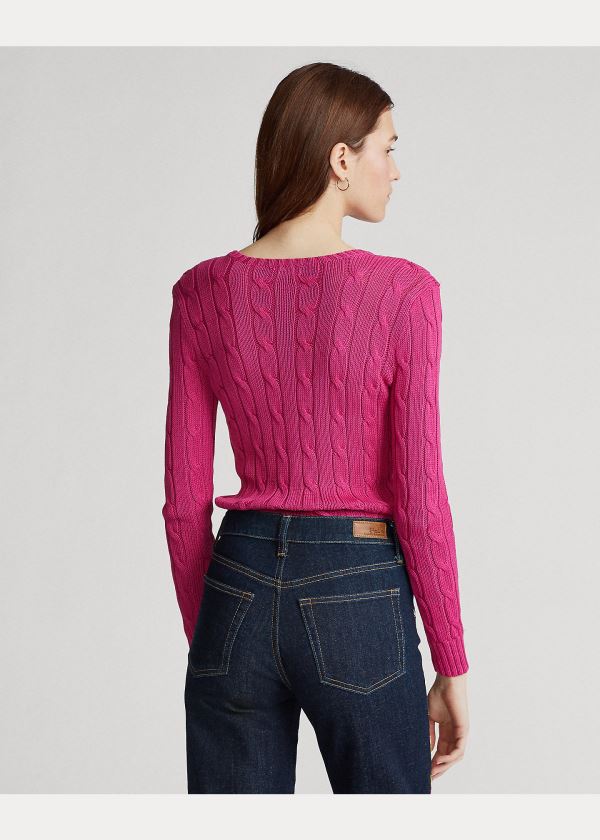 Ralph Lauren Cable-Knit Bavlněné Svetrové Tmavě Růžové | bK3Wa23c