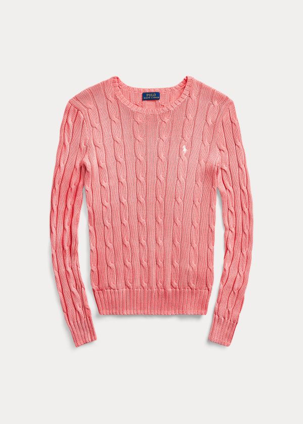 Ralph Lauren Cable-Knit Bavlněné Svetrové Růžové | gaVjkufw