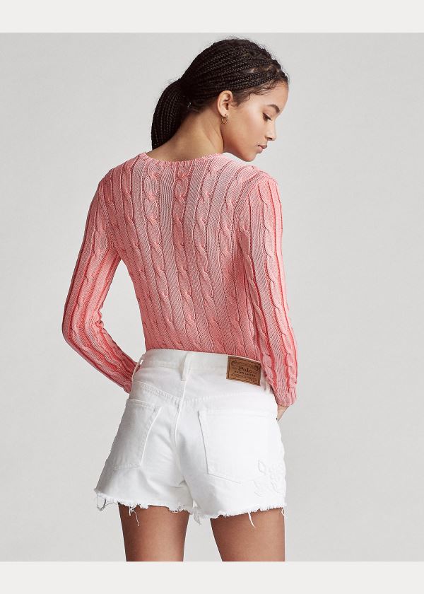 Ralph Lauren Cable-Knit Bavlněné Svetrové Růžové | gaVjkufw