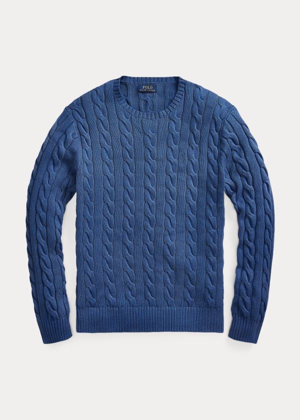 Ralph Lauren Cable-Knit Bavlněné Svetrové Královská Modrá Blankyt | sXKH4FBy