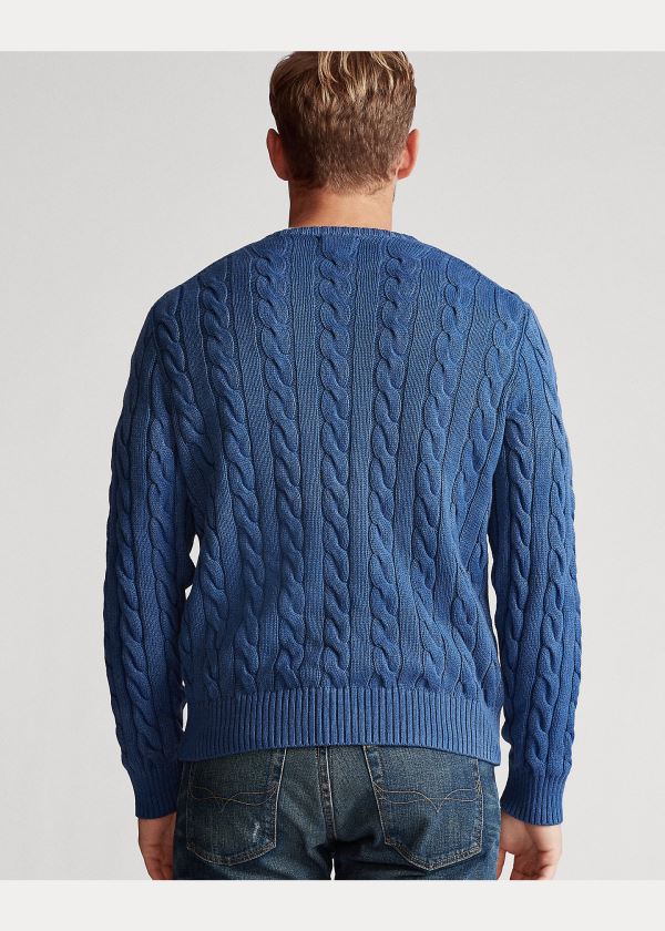 Ralph Lauren Cable-Knit Bavlněné Svetrové Královská Modrá Blankyt | sXKH4FBy