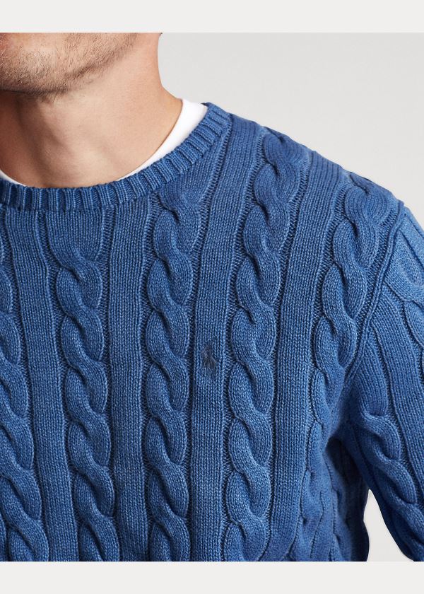 Ralph Lauren Cable-Knit Bavlněné Svetrové Královská Modrá Blankyt | sXKH4FBy