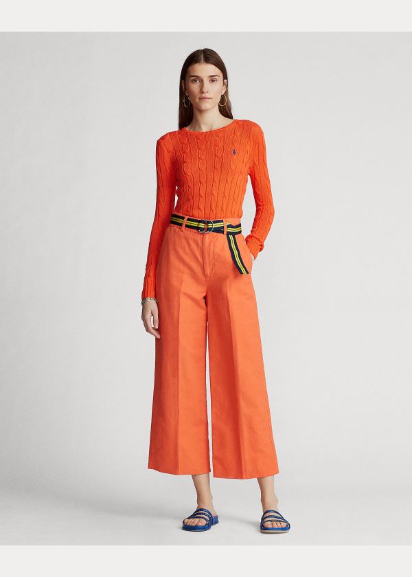 Ralph Lauren Cable-Knit Bavlněné Svetrové Oranžové | ujorxC0f