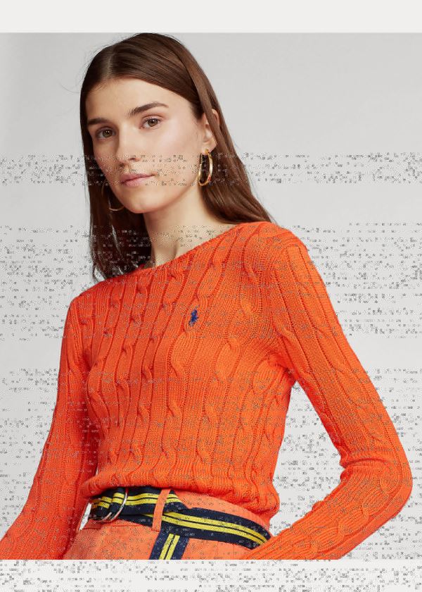 Ralph Lauren Cable-Knit Bavlněné Svetrové Oranžové | ujorxC0f