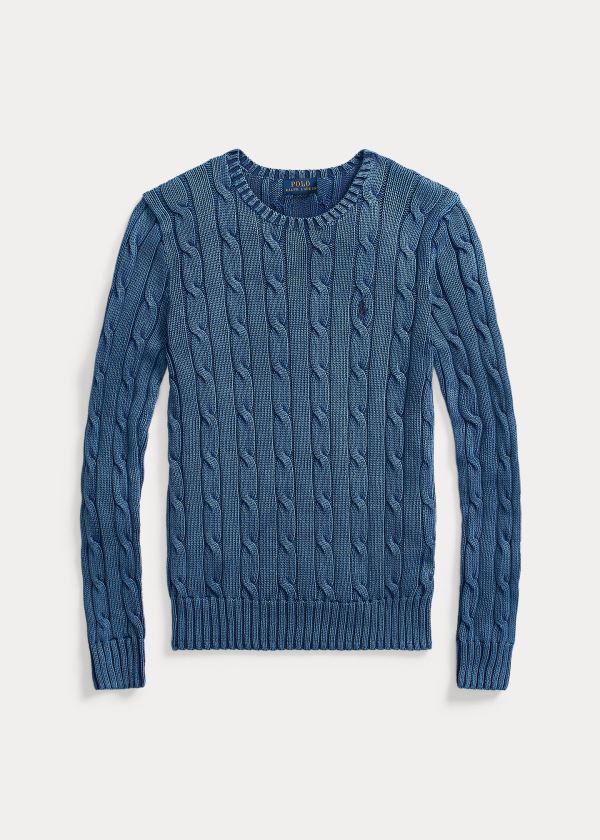 Ralph Lauren Cable-Knit Bavlněné Svetrové Indigo | vxzecjFG