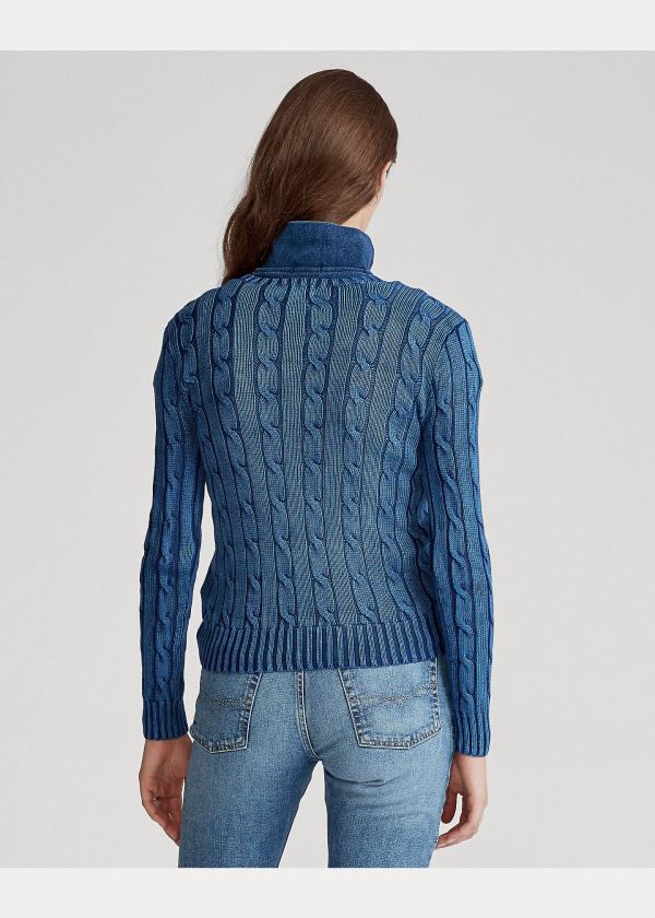 Ralph Lauren Cable-Knit Bavlněné Svetrové Indigo | vxzecjFG