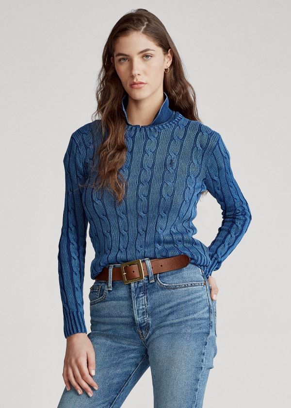 Ralph Lauren Cable-Knit Bavlněné Svetrové Indigo | vxzecjFG