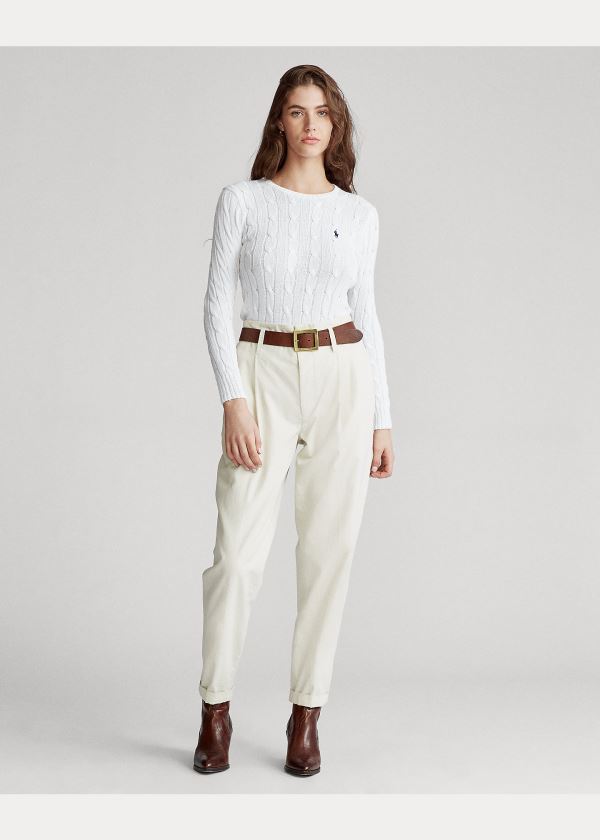 Ralph Lauren Cable-Knit Bavlněné Svetrové Bílé | wEQgpQs6