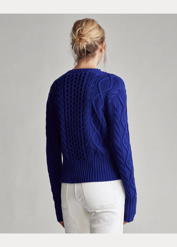 Ralph Lauren Cable-Knit Bavlněné Svetrové Královská Modrá Blankyt | wzSHAecd