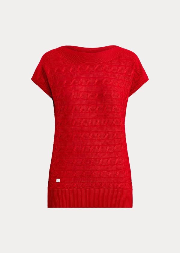 Ralph Lauren Cable-Knit Boatneck Svetrové Červené | WTUqLmmP