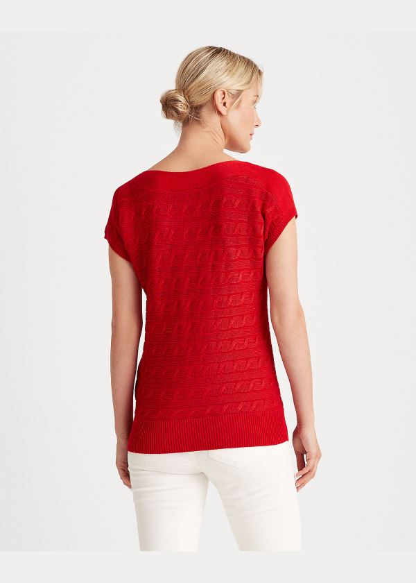 Ralph Lauren Cable-Knit Boatneck Svetrové Červené | WTUqLmmP