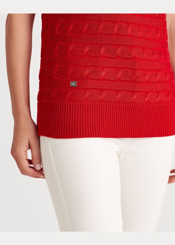 Ralph Lauren Cable-Knit Boatneck Svetrové Červené | WTUqLmmP