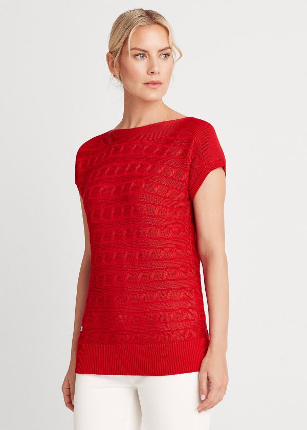 Ralph Lauren Cable-Knit Boatneck Svetrové Červené | WTUqLmmP