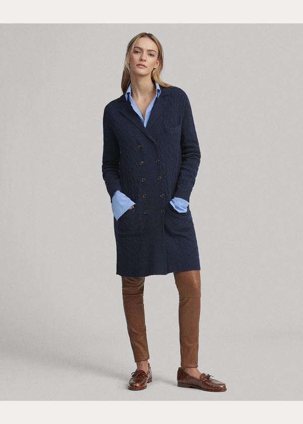Ralph Lauren Cable-Knit Cashmere Cardigan Tmavě Blankyt | Hf9Gc5hB