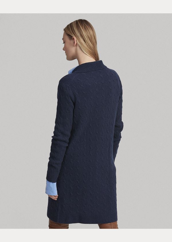 Ralph Lauren Cable-Knit Cashmere Cardigan Tmavě Blankyt | Hf9Gc5hB