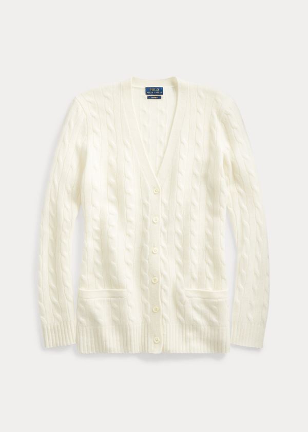 Ralph Lauren Cable-Knit Cashmere Cardigan Krém | qHnrbkwU