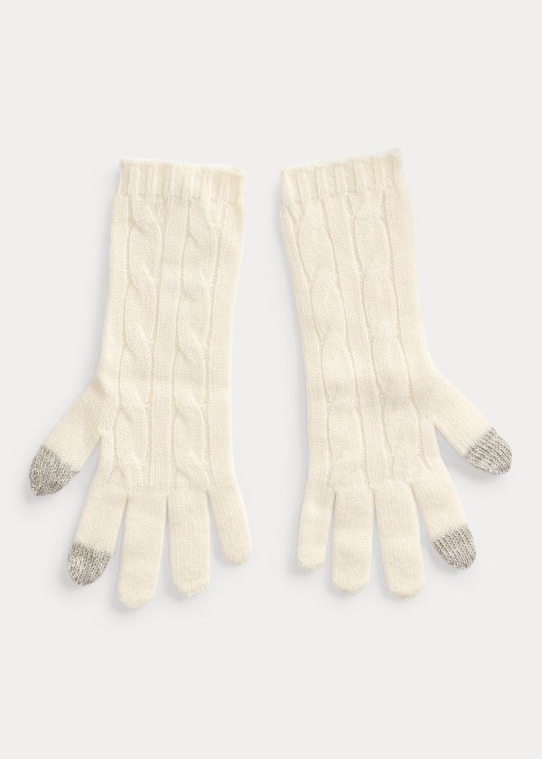 Ralph Lauren Cable-Knit Cashmere Gloves Krém | hfJYyAMr