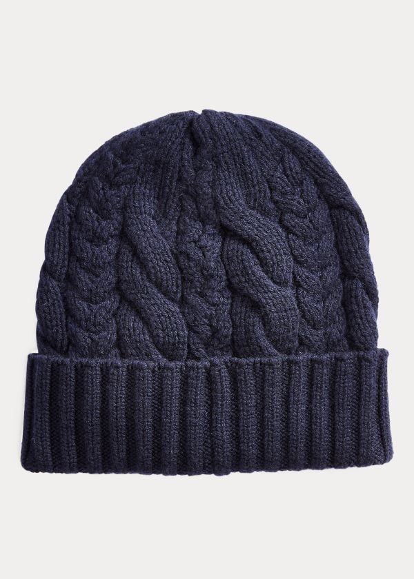 Ralph Lauren Cable-Knit Cashmere Hat Tmavě Blankyt | ozxMyLeD