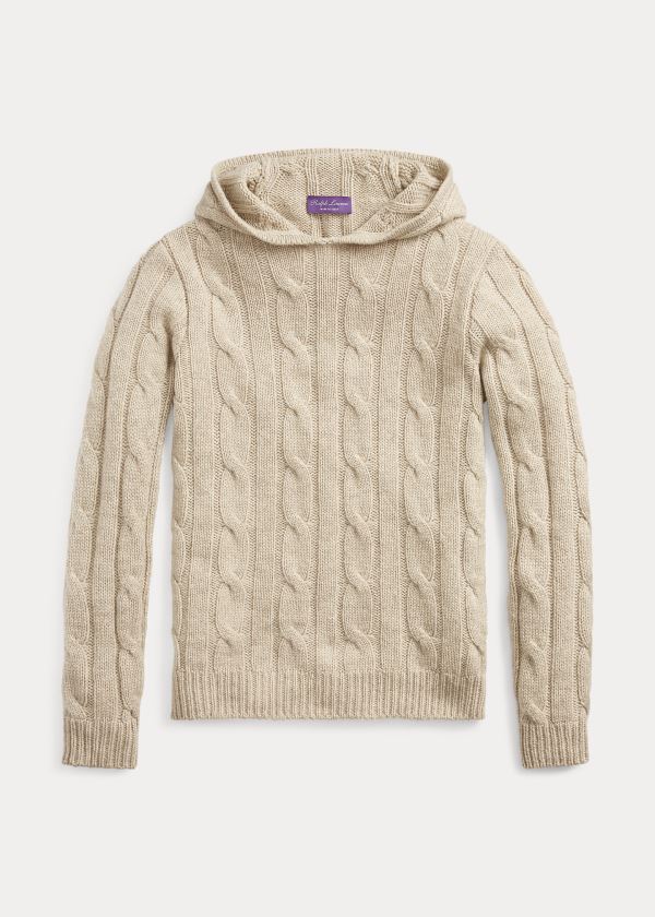 Ralph Lauren Cable-Knit Cashmere Hoodie Béžový | 8NjVSYj1