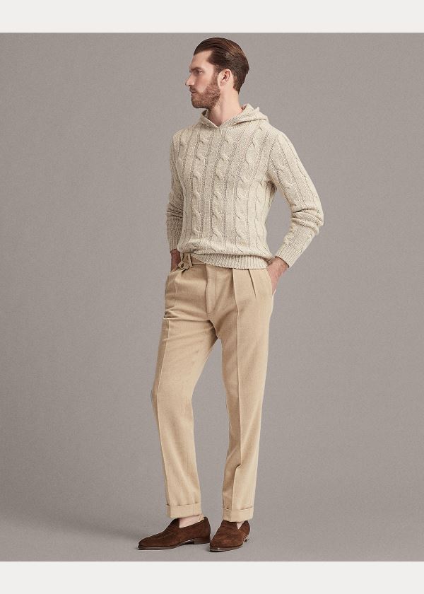 Ralph Lauren Cable-Knit Cashmere Hoodie Béžový | 8NjVSYj1