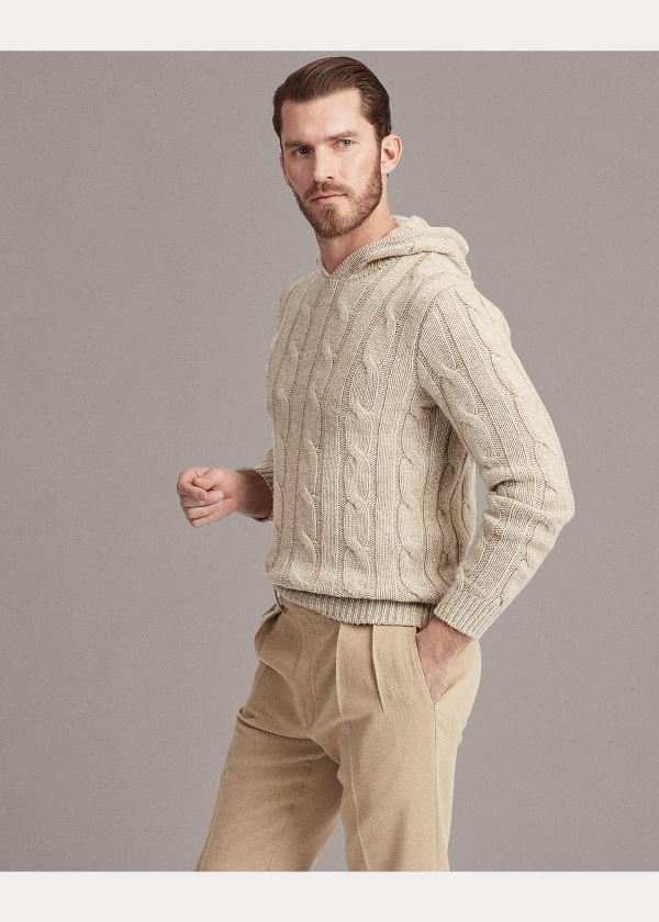 Ralph Lauren Cable-Knit Cashmere Hoodie Béžový | 8NjVSYj1
