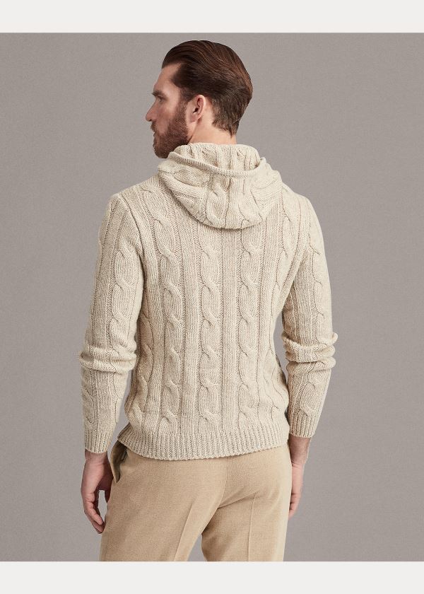 Ralph Lauren Cable-Knit Cashmere Hoodie Béžový | 8NjVSYj1