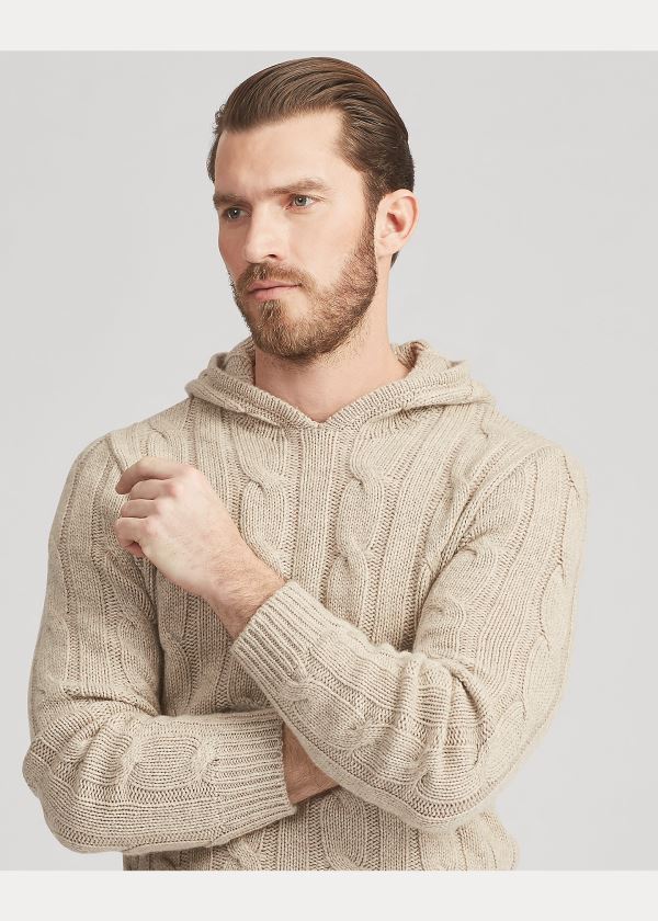 Ralph Lauren Cable-Knit Cashmere Hoodie Béžový | 8NjVSYj1