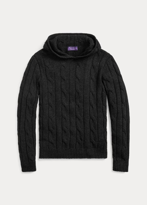Ralph Lauren Cable-Knit Cashmere Hoodie Tmavě Šedé | KN4LaJSv