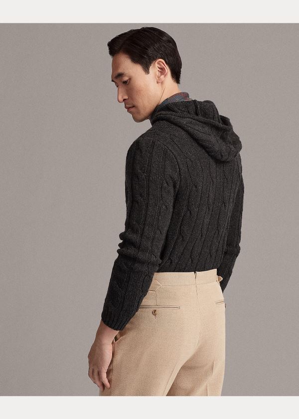 Ralph Lauren Cable-Knit Cashmere Hoodie Tmavě Šedé | KN4LaJSv