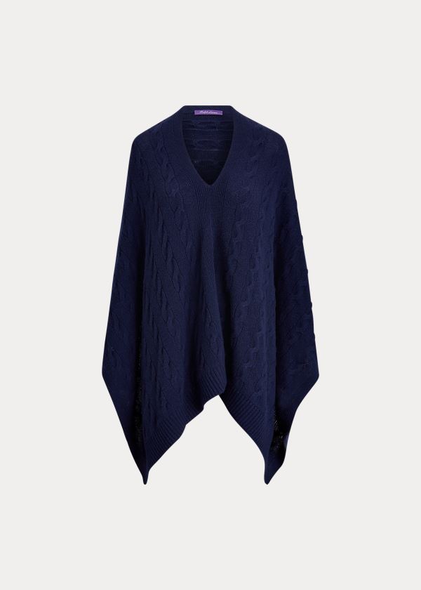 Ralph Lauren Cable-Knit Cashmere Poncho Tmavě Blankyt | GaIi8m0k