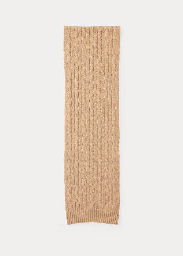 Ralph Lauren Cable-Knit Cashmere Scarf Hnědé | XIsZlbPZ