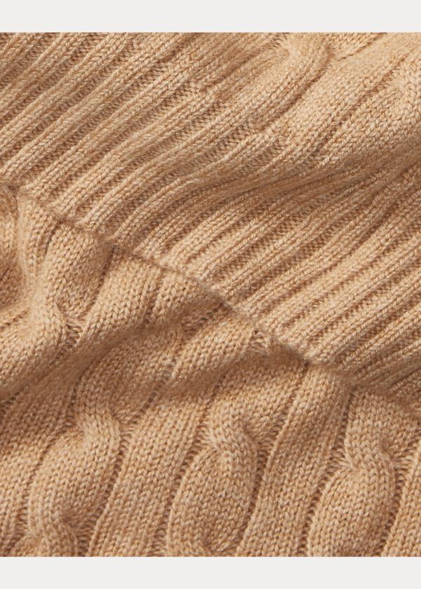 Ralph Lauren Cable-Knit Cashmere Scarf Hnědé | XIsZlbPZ