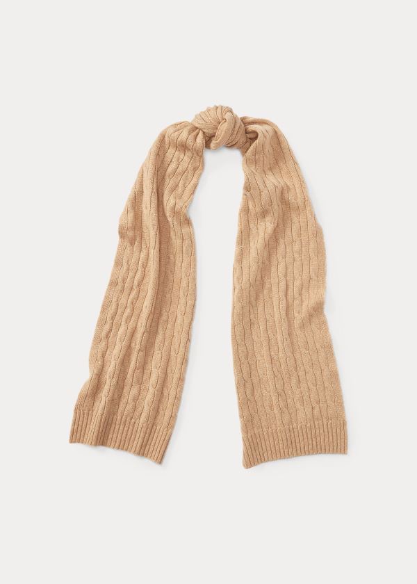 Ralph Lauren Cable-Knit Cashmere Scarf Hnědé | XIsZlbPZ
