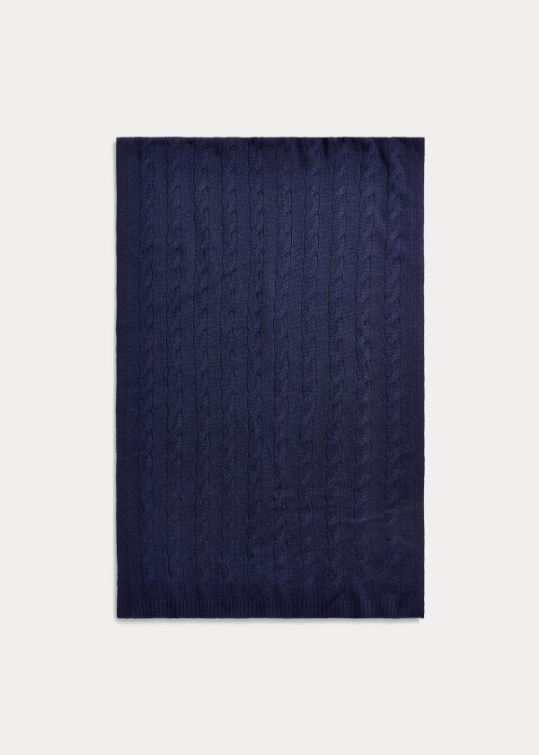 Ralph Lauren Cable-Knit Cashmere Scarf Tmavě Blankyt | DXQebiSH