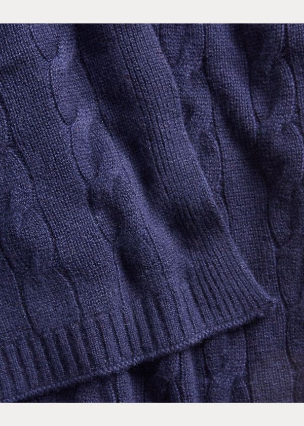 Ralph Lauren Cable-Knit Cashmere Scarf Tmavě Blankyt | DXQebiSH