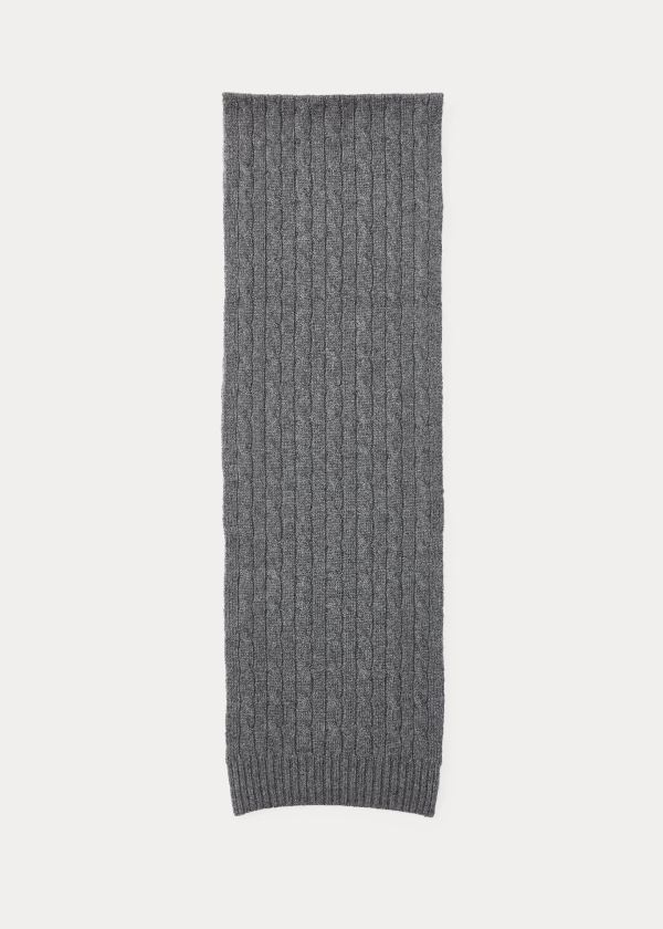 Ralph Lauren Cable-Knit Cashmere Scarf Tmavě Šedé | ICqMw34o